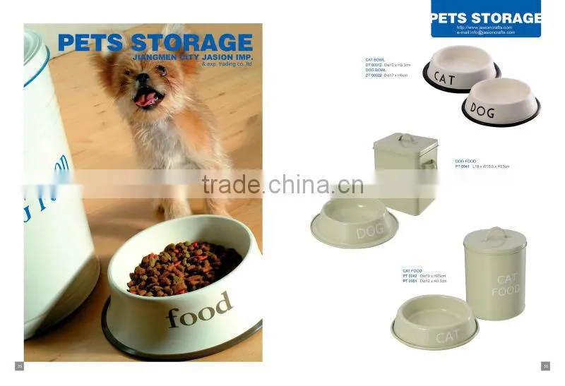 Stylish Metal White Dog Cat pet food container