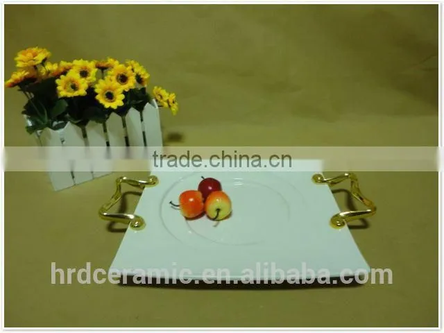 Rid decorate stock ceramic dinner plates with handles