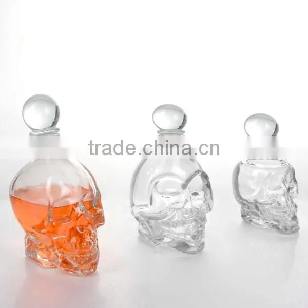 skull oil and vinegar bottles decorative/olive oil bottle with pp nozzle or metal