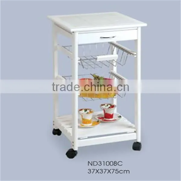 White modern european bamboo kitchen trolley design