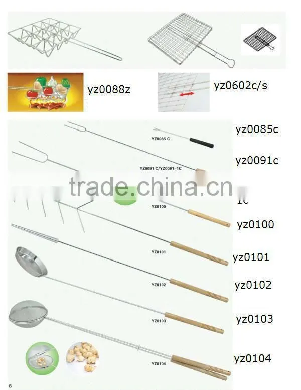 BBQ grid Non-stick coating& wooden handle bbq tool