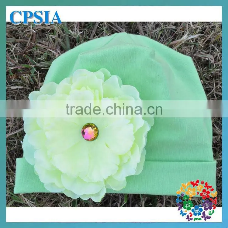 Wholesale organic cotton beanies with daisy flower for infant and toddle