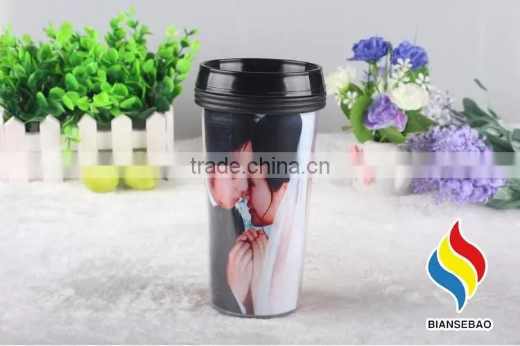 China factory wholesale plastic custom paper insert travel mug cup
