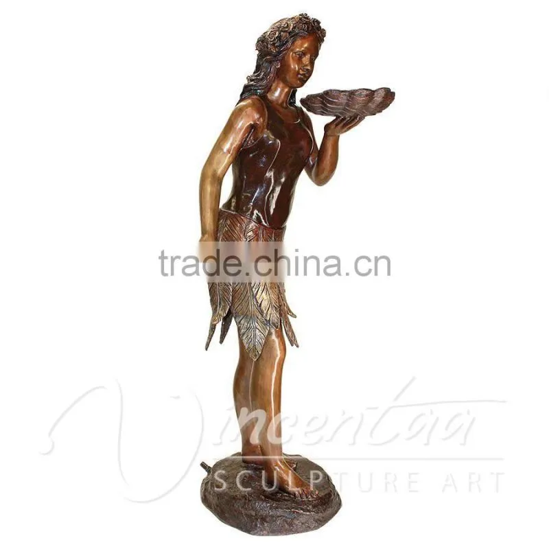 outdoor garden decoration metal craft life size bronze sexy girl fountain for sale