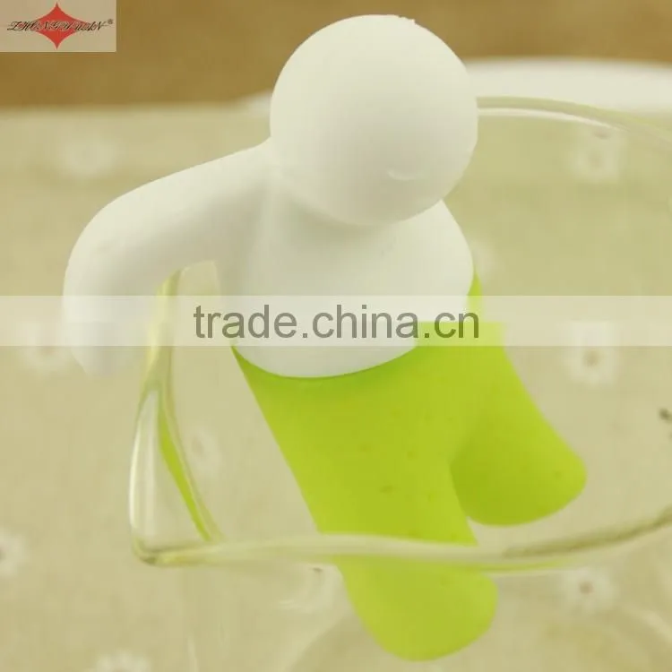 ZY-E3144 Hot Sales food grade Infuser Man shape Silicone Tea Strainers
