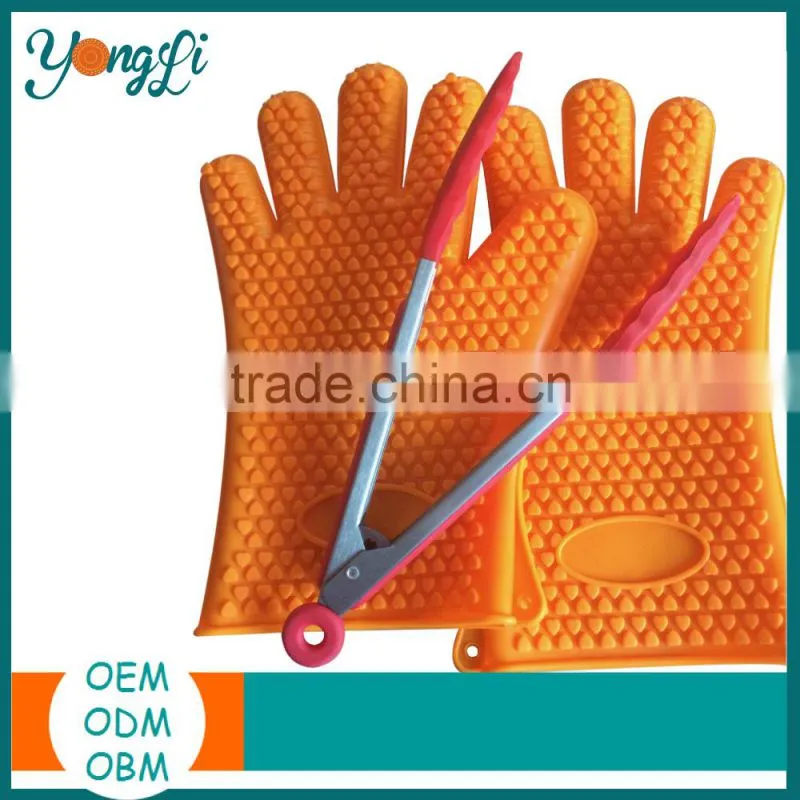 Best Heat Resistant Silicone Gloves and 10 Inch Tongs for Barbecue BBQ Set