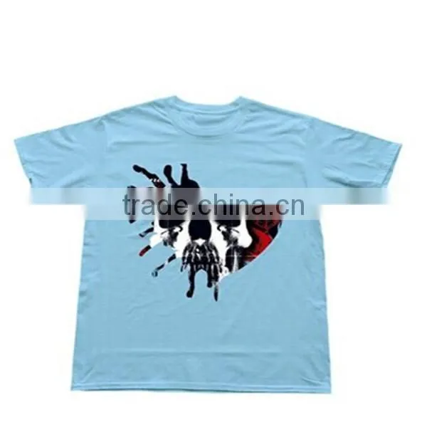 China Wholesale 100% Cotton Fabric Short Tees Custom Print Fit t Shirt O Neck
