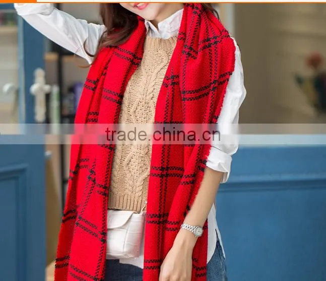 top sales black and red plaid scarf plaid pashmina shawl scarf