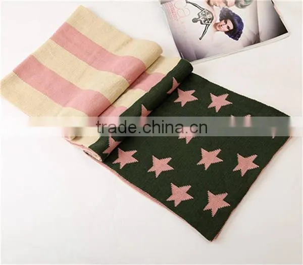 Korean latest American flag Creative stitching design warm knitting scarf,hijab scarf fashion scarves