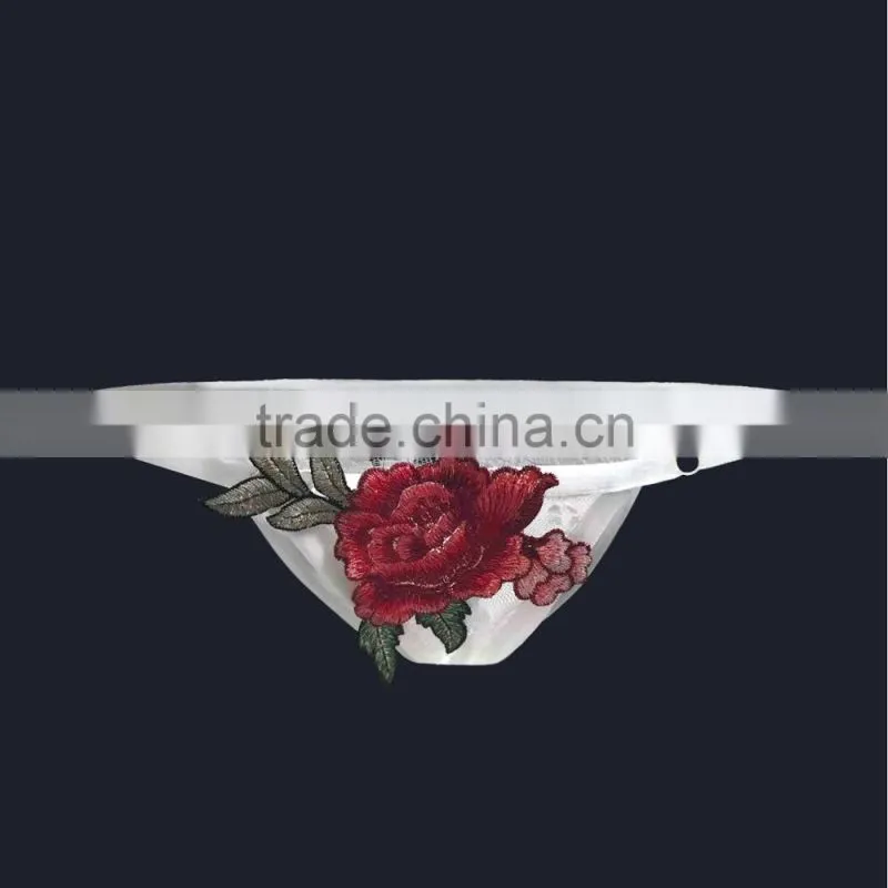 2017 new fashion women roses thong sexy underwear