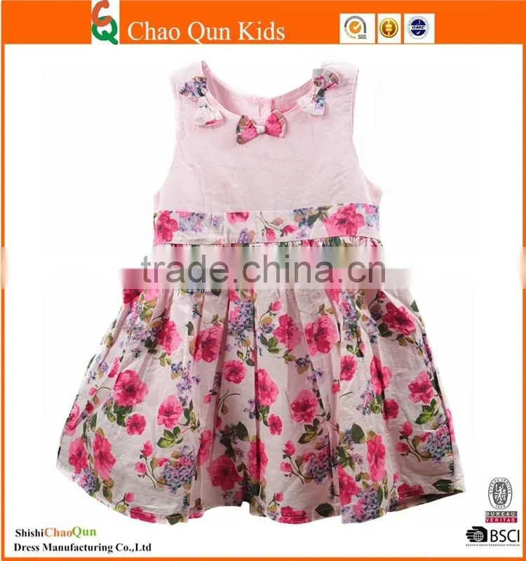 New classic stripes muti-layers summer latest fashion dresses with bow print