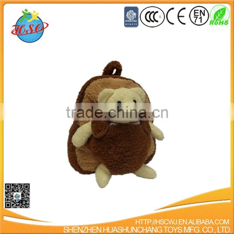 Soft Brown Dog Animal Trolley Bag Furry Plush Rolling Luggage Case for Children