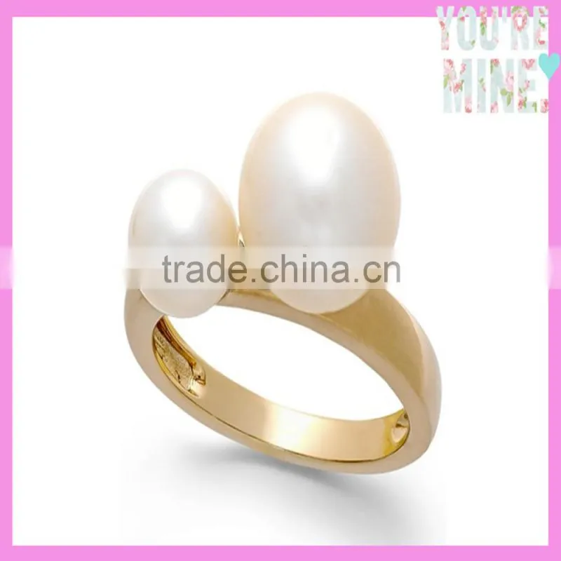 2015 newest engagement jewelry design 14k gold gardenia pearl ring