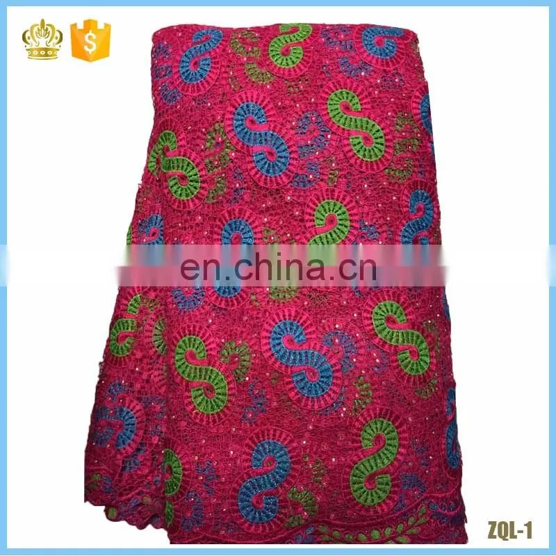 2016 Cheapest guipure lace fabric, high quality african cord lace fabric with stones L16022202