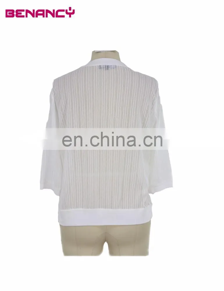 Stripe Jacquard Lace Woman Short Cardigan Bolero
