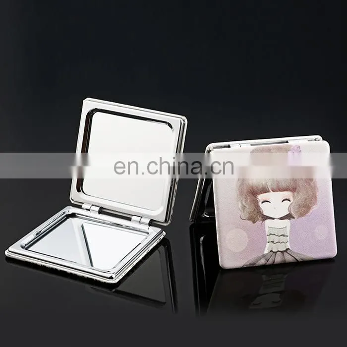Newest promotional good quality cosmetic rectangle pu mirror