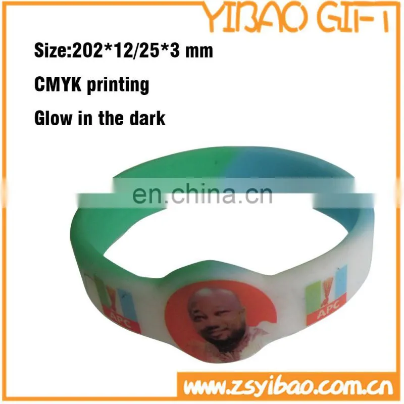 Cheapest customized printed logo Silicone Wristband