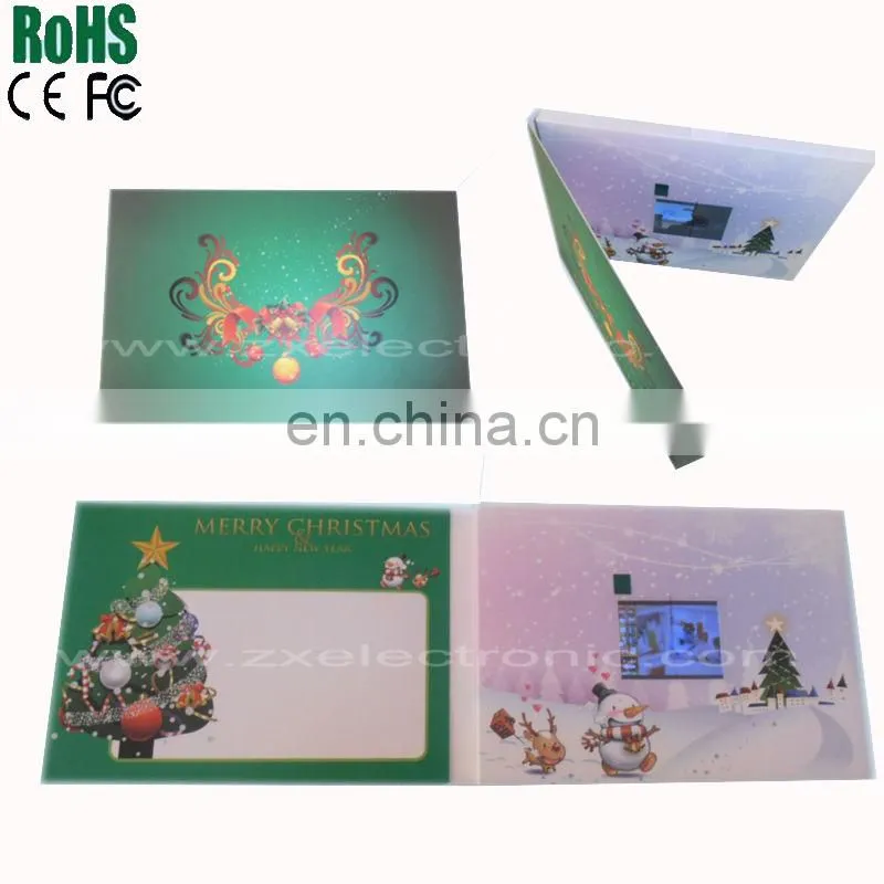 2016 Beauty christmas led light inserted video greeting card with excellent video module