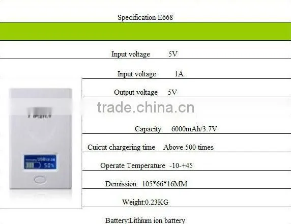 2013 hot-sale power bank 6000Mha for mobile phone