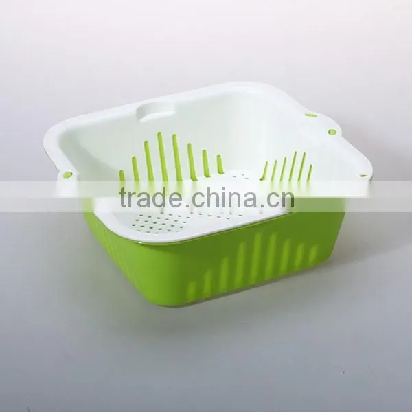 Dishwasher safe plastic square double layer collapsible colander