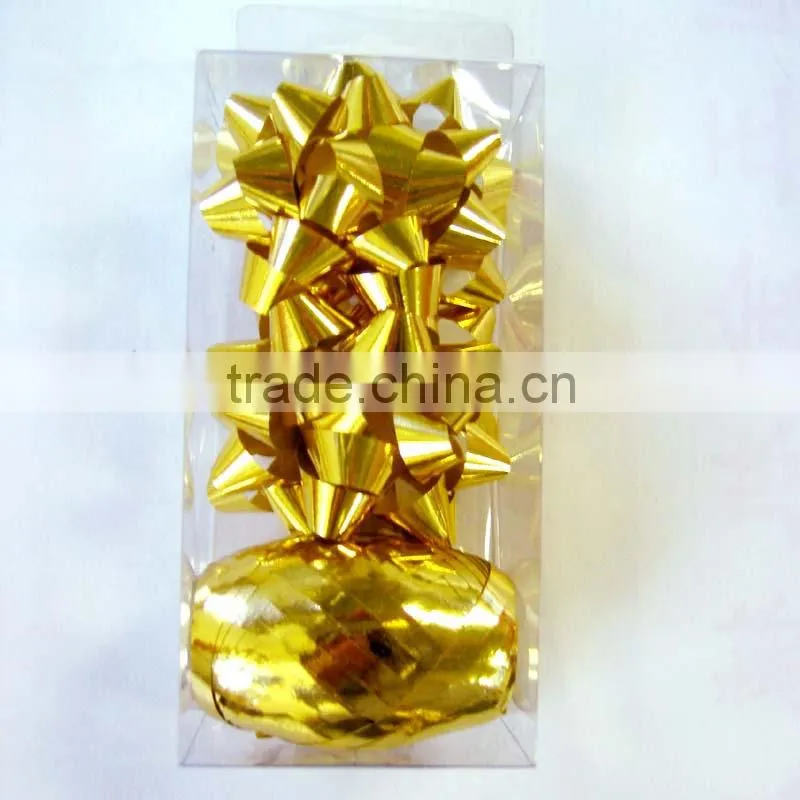 metallic decoration ribbon set:ribbon egg and star bow for Christmas, party, holiday