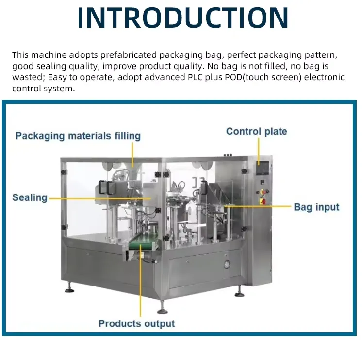 Rortary Premade Pouch Packing Machine for Ketchup Juice Pasta Sauce Baby Puree