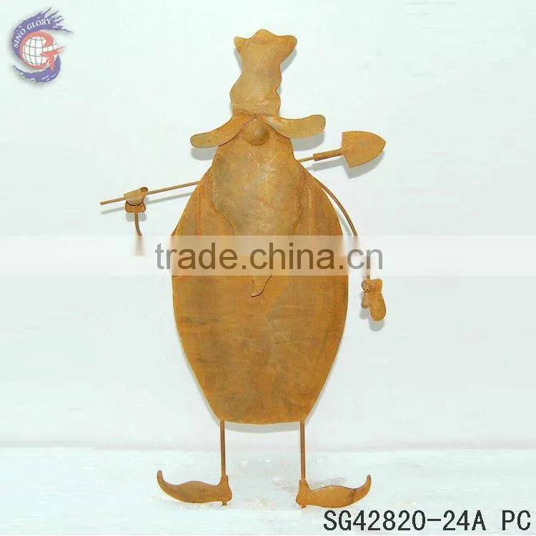 rusty metal garden gnomes stkes for sale
