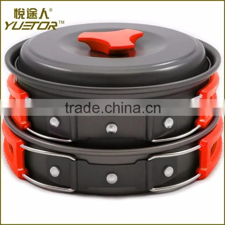 10pcs Lightweight Outdoor Camping Hiking Cookware Backpacking Cooking Picnic Bowl Pot Pan Set