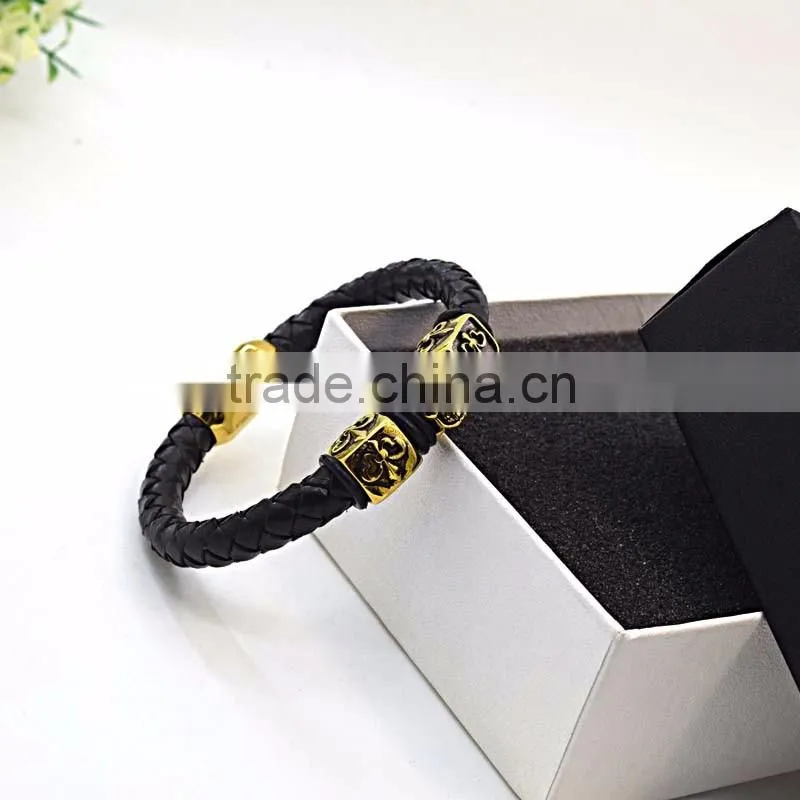 Gold skull clasps for leather bracelets real mens leather bracelet