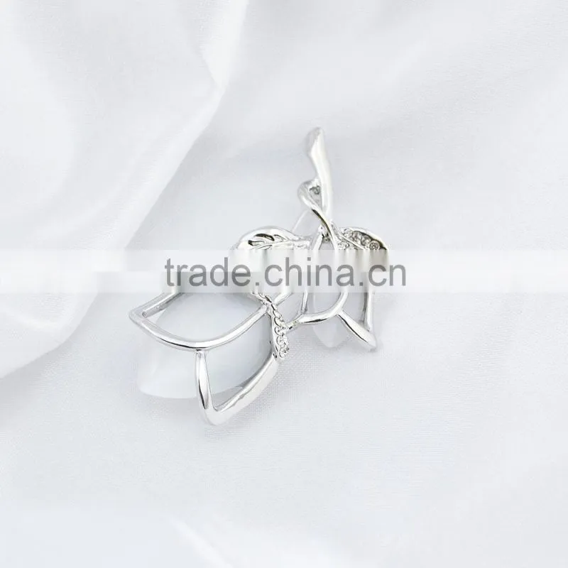 Silver fabric flower handmade brooch for wedding