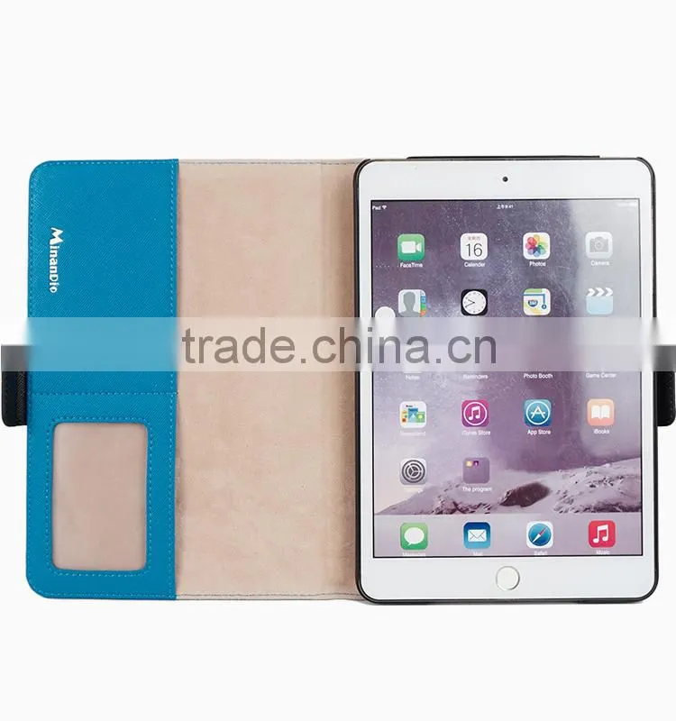 With stand up function and cards slots magnet pu leather case for ipad/mini