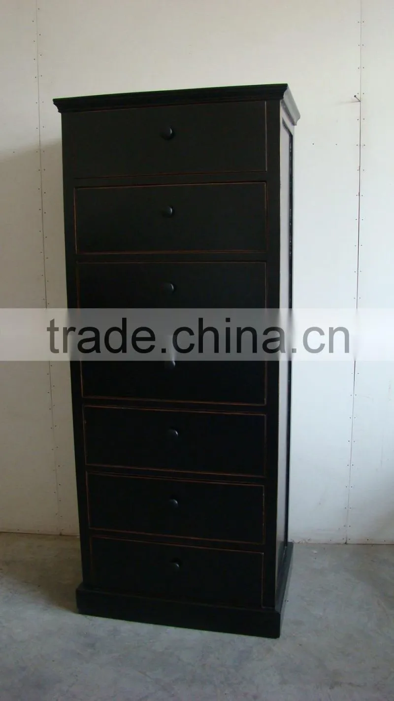 antique chinese style wood black cabinet with drawer