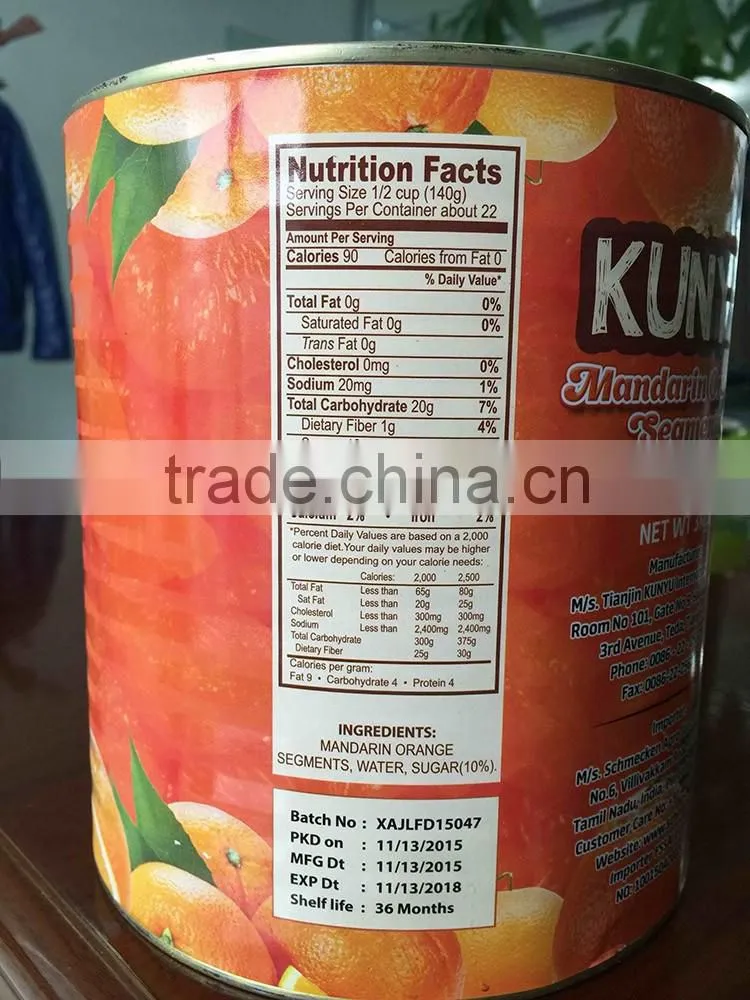 Canned mandarin orange