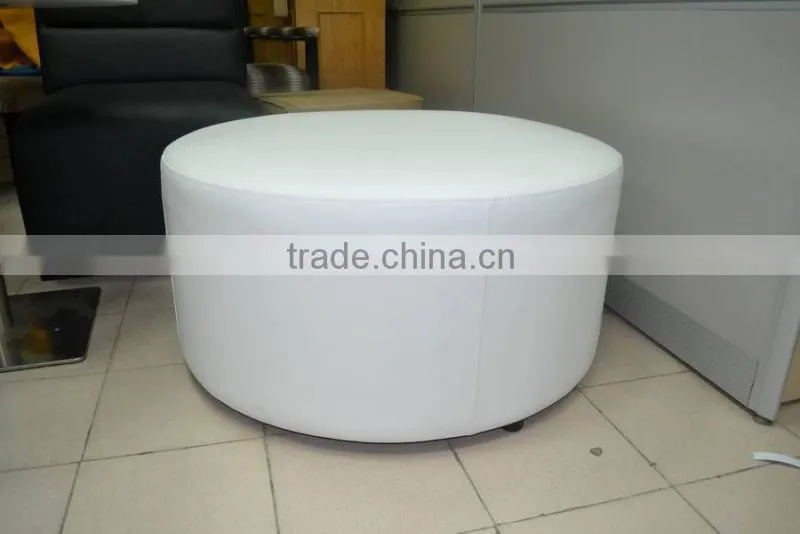 Comfotable white round leather fabric ottoman XYN261