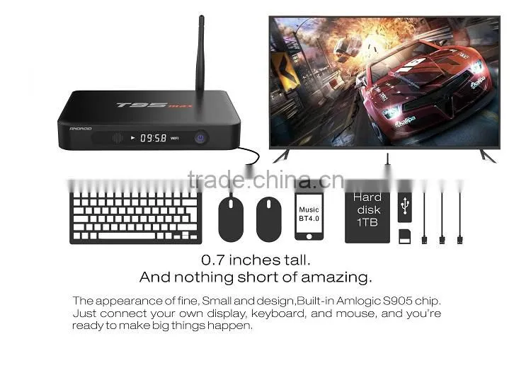 T95MAX 1000M network kodi 16.0 2G ROM 16G RAM miracast android5.1 tv box with wifi antenna