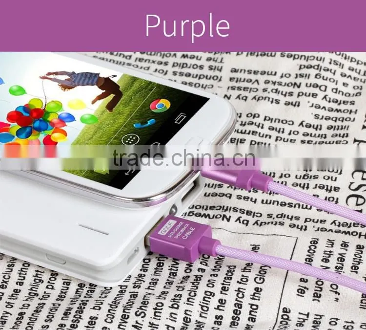 GOLF micro metal silk screen cable for android mobile phone 2.1A durable aluminum charge and data cable for android device