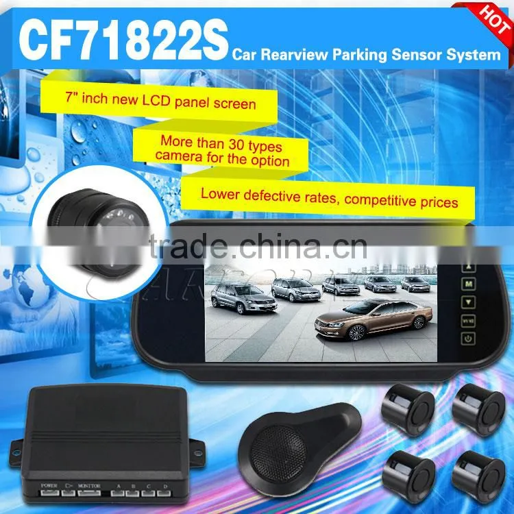 Car parking sensor TFT 7 inch rearview mirror monitor & rearview camera & parking sensors
