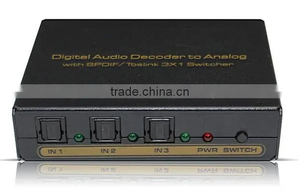 Digital Audio Decoder to Analog with SPDIF/Toslink 3X1 Switcher