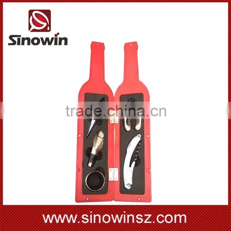 5PCS Wine Bottle Accessory Cork Screw Opener Wine Pourer Wine Stopper Case Box Gift Set New