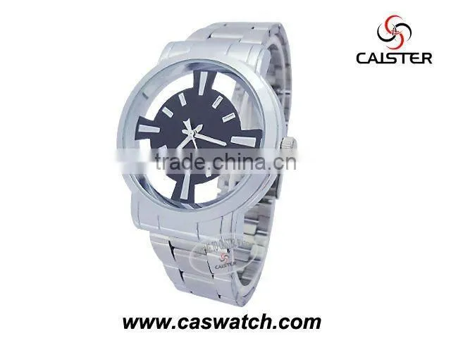 fashion metal band watches featured crossing dial face quartz watch for men stainless steel strap alloy watch