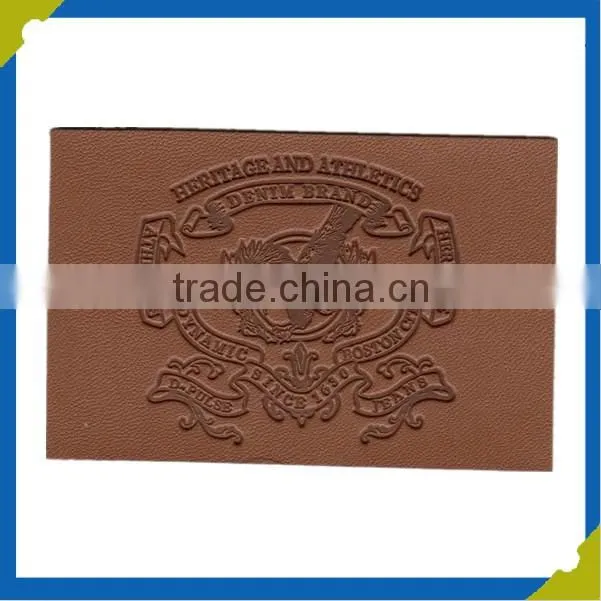Custom PU embossed leather label leather garment jeans labels