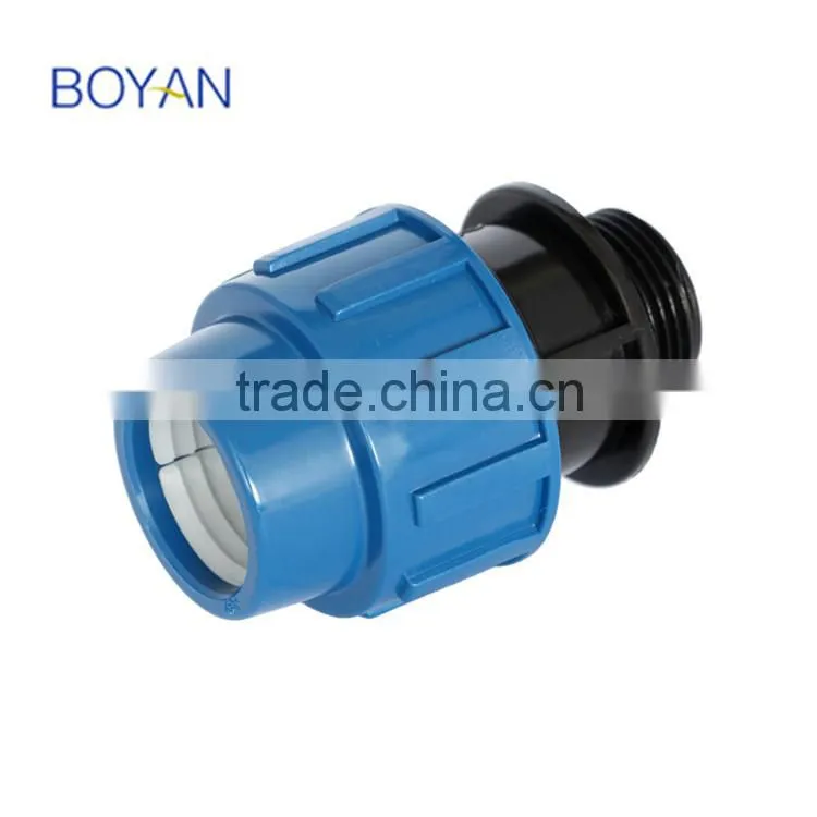 pp compression quick pipe fitting for irrigation male adaptor