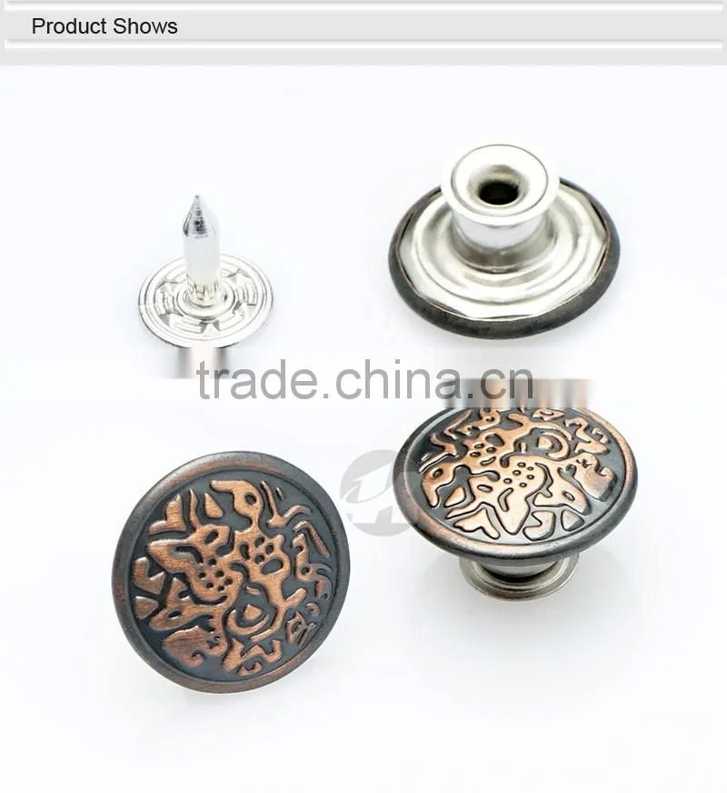 Engraved Logo With Red Custom Metal Shank Button For Denim