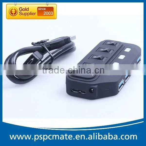 Computer Super Speed 4 Port USB 3.0 Hub with Power Cable USB Type A to Micro 3.0 B Cable