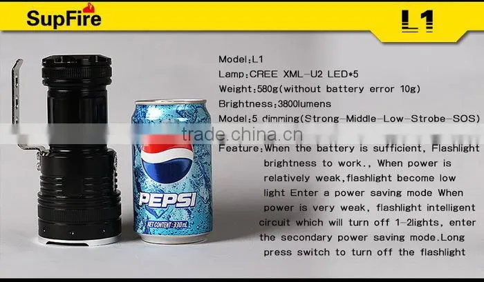 2014 Personalized Brightest Supfire CREE Xm-L U2 LED Flashlight