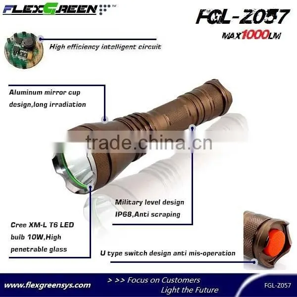 rechargeable aluminum T6 1000lm xml led flashlight