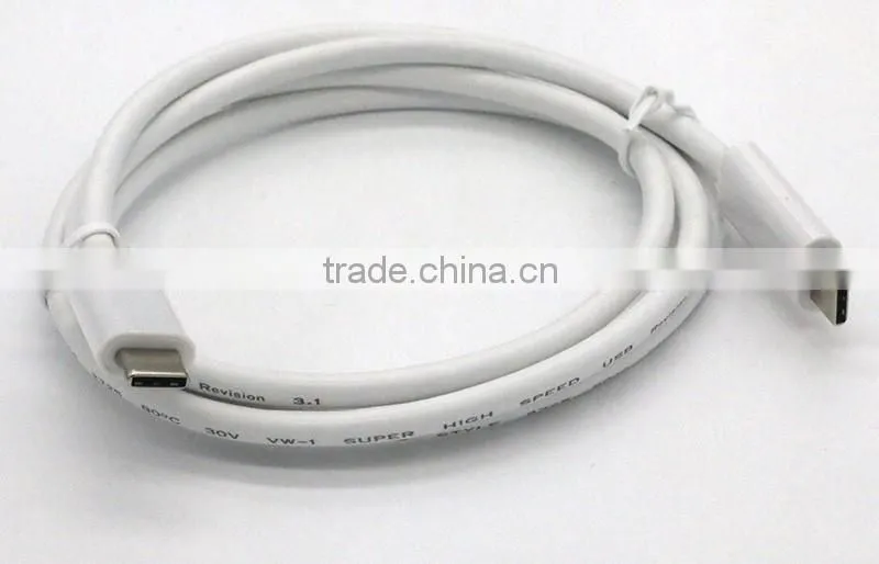 2016 new arrival 1m length white Type-c 3.1 to type-c 3.1 usb data cable for mobile phone and macbook