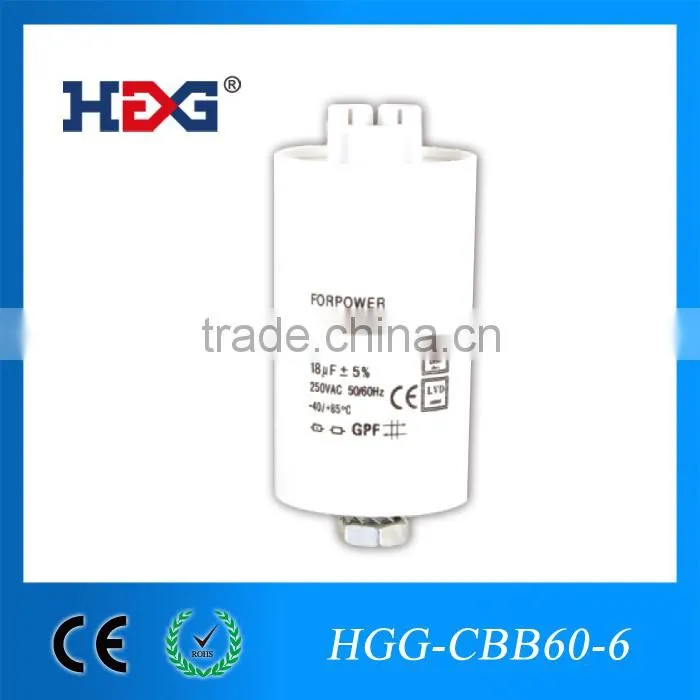 CBB60 250V/450V lighting capacitor in different capacity, good quality, long lifetime guarantee