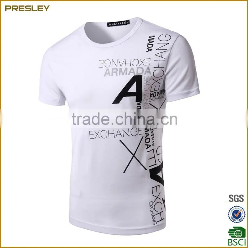 2016 Hot sell Men's Presrhinked 180gsm Single Jersey Cotton 100% T-Shirts With Silkscree Printing For Promotion