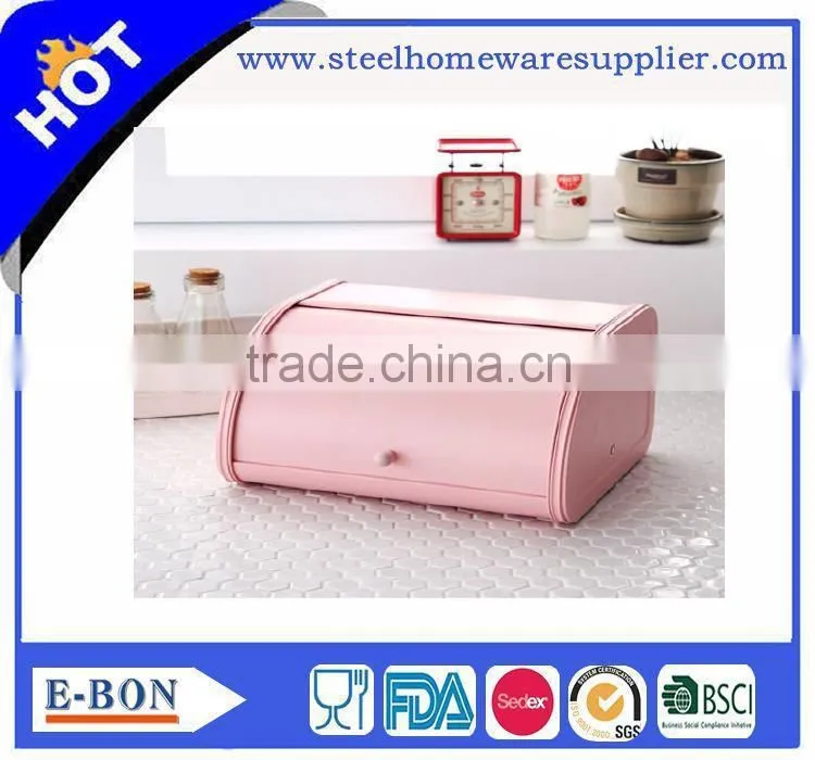 Deft design stainless steel pink bread bin